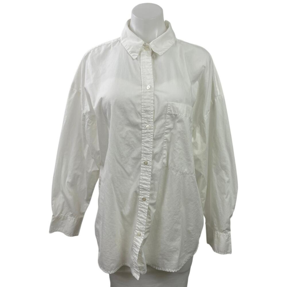 Abercrombie & Fitch Women's White Oversized Long Sleeve Button Down Shirt Size L